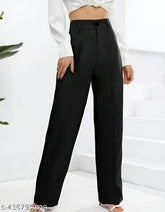 Black cotton blend bell bottom trousers for women, premium quality, Indian import